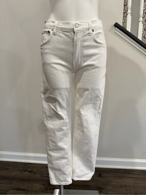 AGOLDE Willow Mid Rise Slim Crop Jeans Womens off white size 28